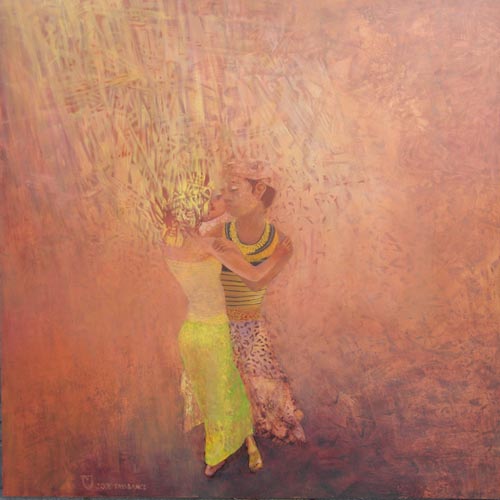 schilderij; Faya dans van man en vrouw 