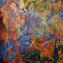 schilderij; abstract met felle kleuren